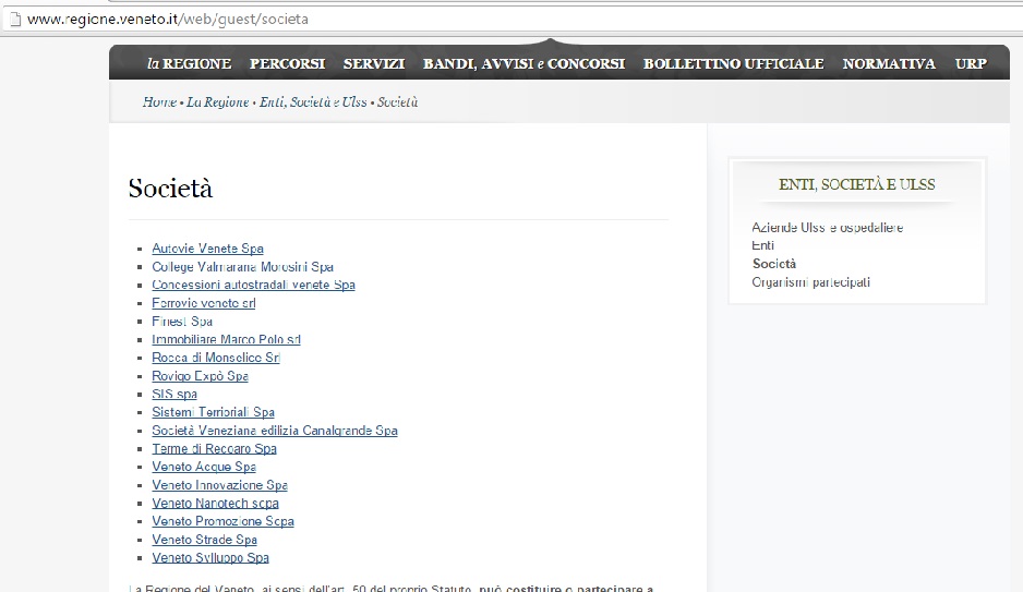 sito regione veneto società errore