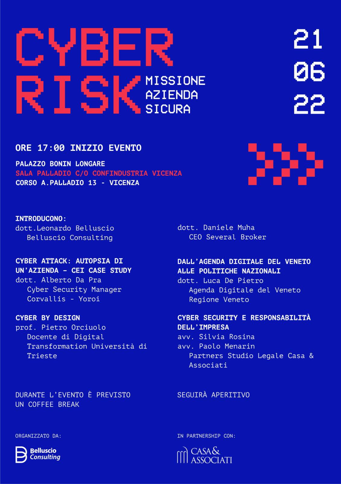 Cyber Risk: quando la sicurezza dell’azienda è a rischio, incontro a Palazzo Bonin Longare
