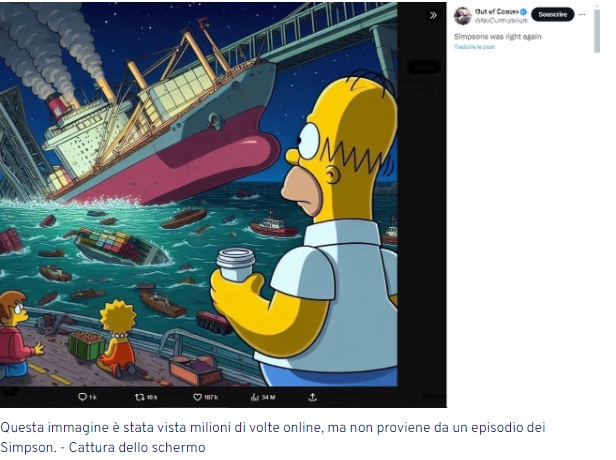 I Simpson avevano previsto anche il disastro di Baltimora? No, è una fake: indovinate perché